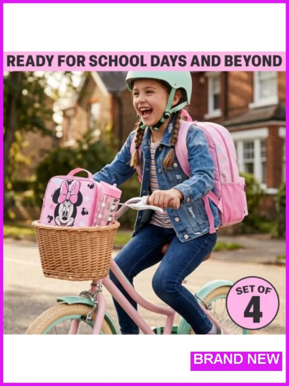 Kids Backpack 4-Piece Set - Lunch Bag Pencil Case Water Bottle School Travel